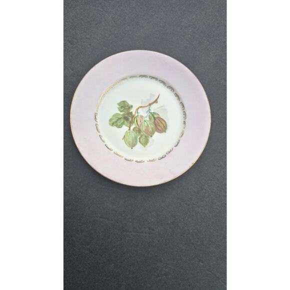 Vintage JHR Bavaria Hand Painted Plate Gooseberries Gold Trim Germany 7.5" Deco - Picture 1 of 5